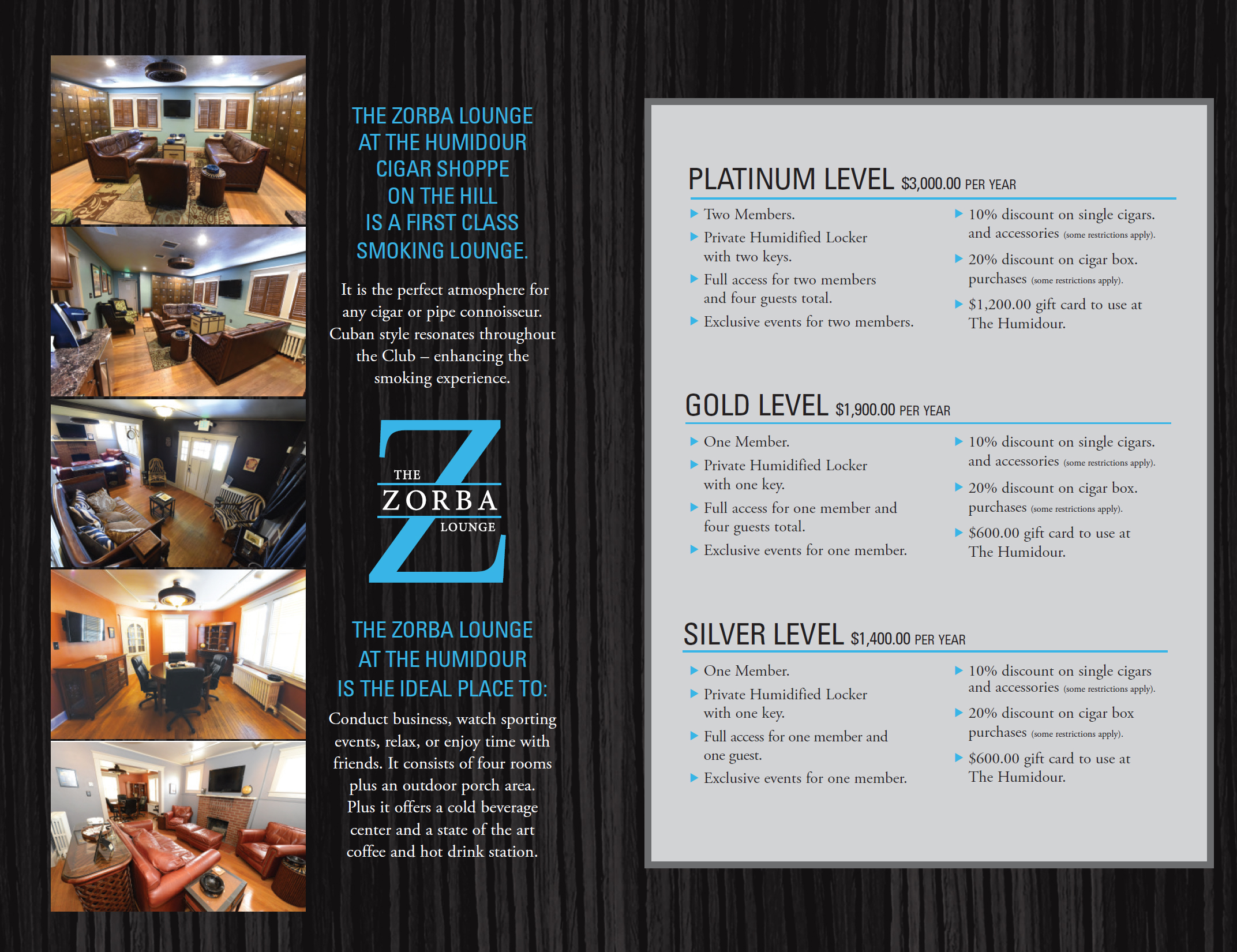 Zorba Lounge Membership Levels